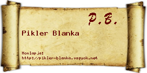 Pikler Blanka névjegykártya